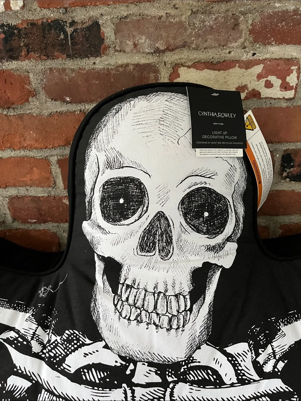Cynthia Rowley Black & White Skull Decorative Pillow